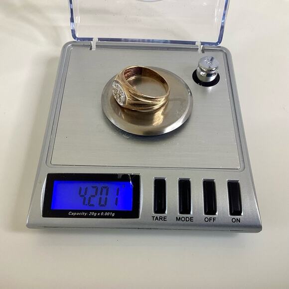 10K Gold & Diamonds Men Cluster Ring - Picture 13 of 13